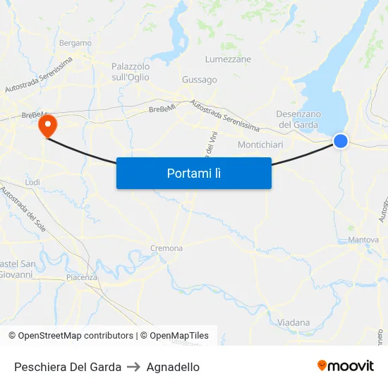 Peschiera Del Garda to Agnadello map