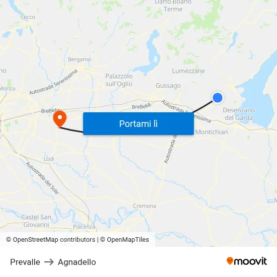 Prevalle to Agnadello map