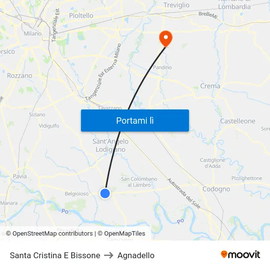 Santa Cristina E Bissone to Agnadello map