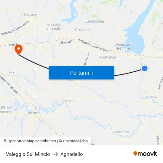 Valeggio Sul Mincio to Agnadello map