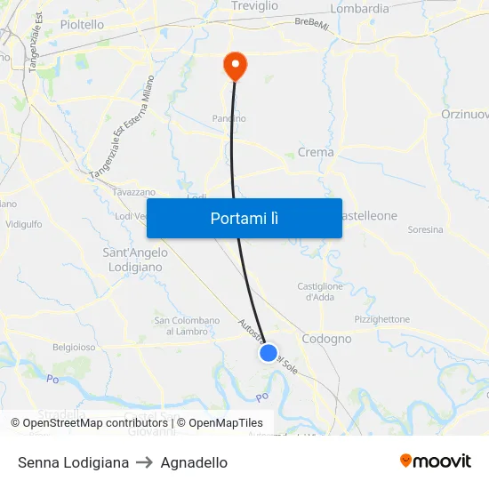 Senna Lodigiana to Agnadello map