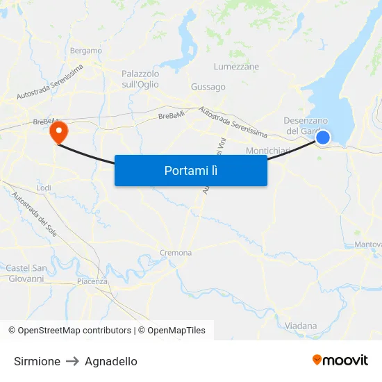 Sirmione to Agnadello map