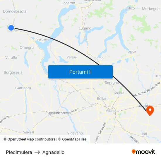 Piedimulera to Agnadello map