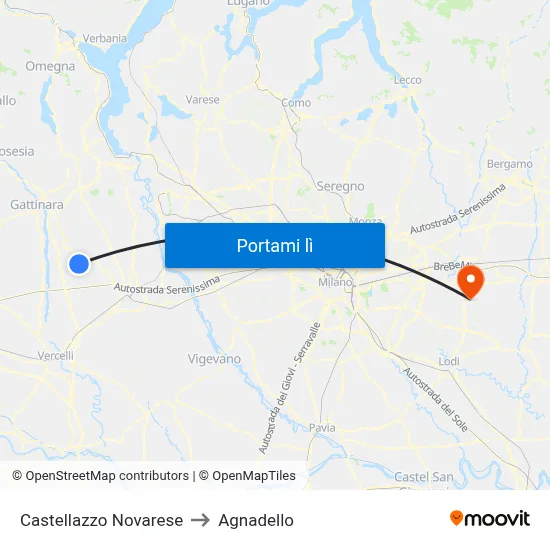 Castellazzo Novarese to Agnadello map