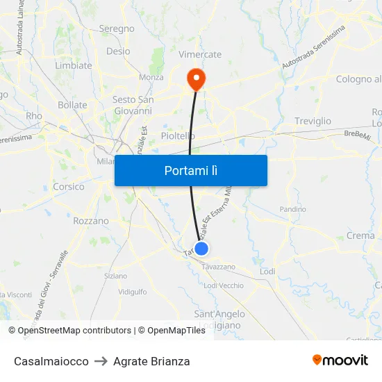 Casalmaiocco to Agrate Brianza map