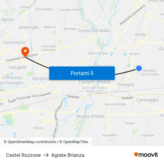 Castel Rozzone to Agrate Brianza map