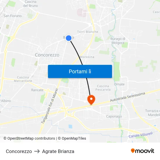 Concorezzo to Agrate Brianza map