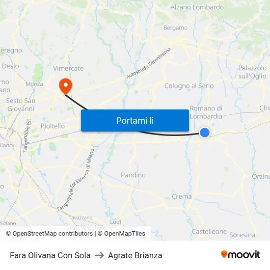 Fara Olivana Con Sola to Agrate Brianza map