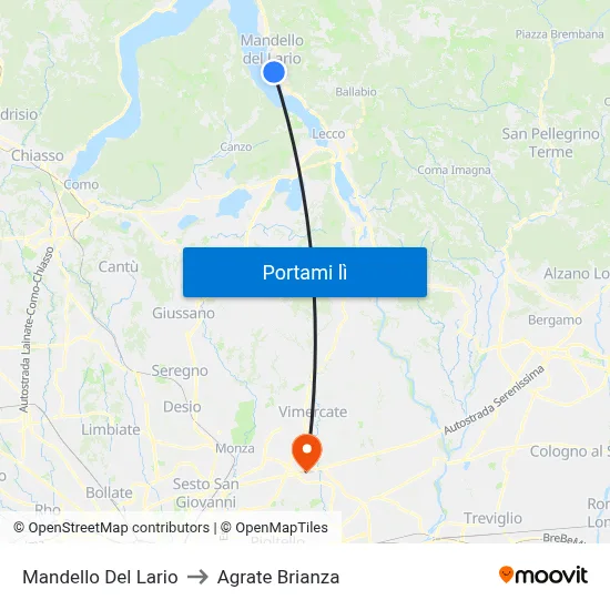 Mandello Del Lario to Agrate Brianza map