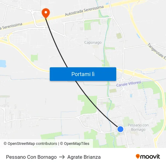 Pessano Con Bornago to Agrate Brianza map