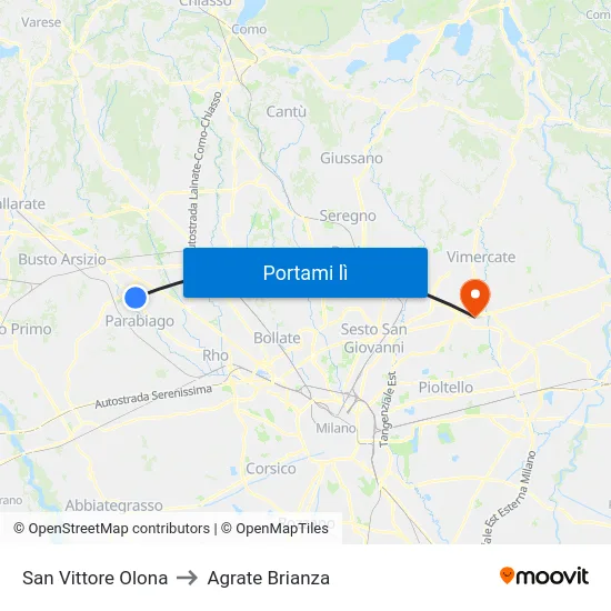 San Vittore Olona to Agrate Brianza map