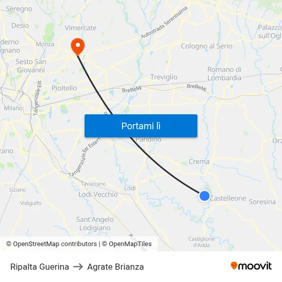 Ripalta Guerina to Agrate Brianza map