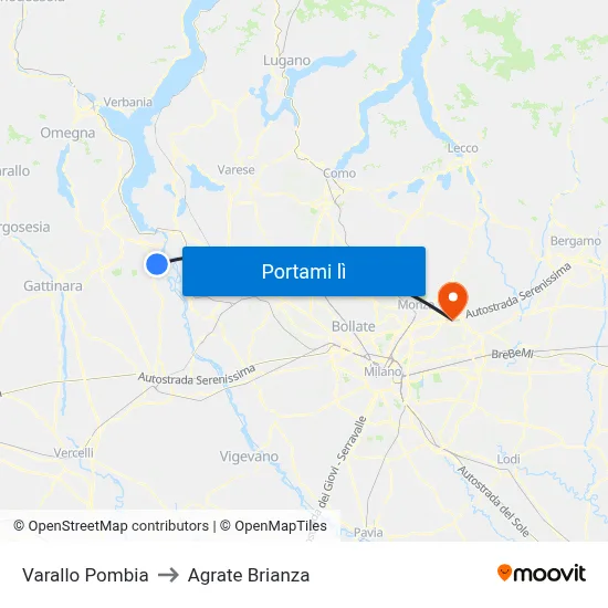Varallo Pombia to Agrate Brianza map