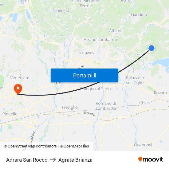 Adrara San Rocco to Agrate Brianza map