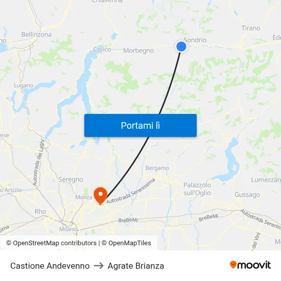 Castione Andevenno to Agrate Brianza map