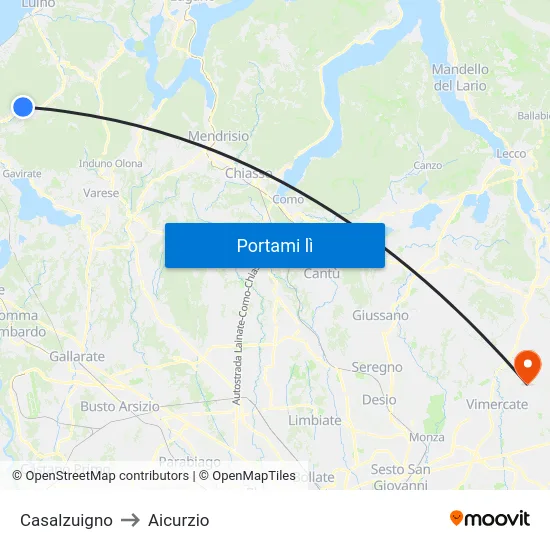 Casalzuigno to Aicurzio map