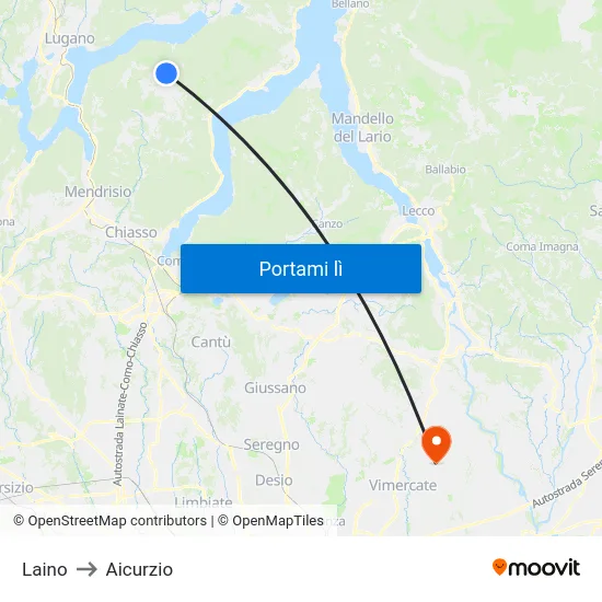 Laino to Aicurzio map
