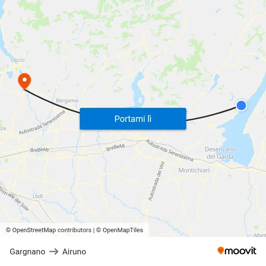 Gargnano to Airuno map