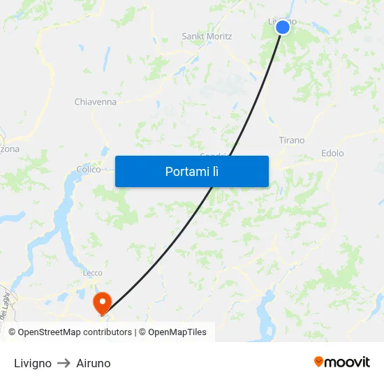 Livigno to Airuno map