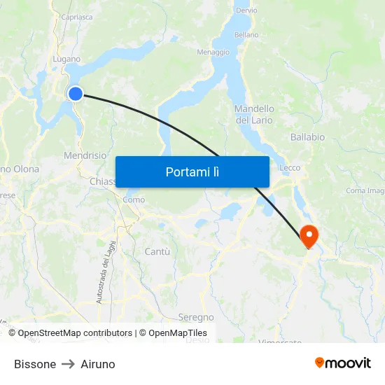 Bissone to Airuno map