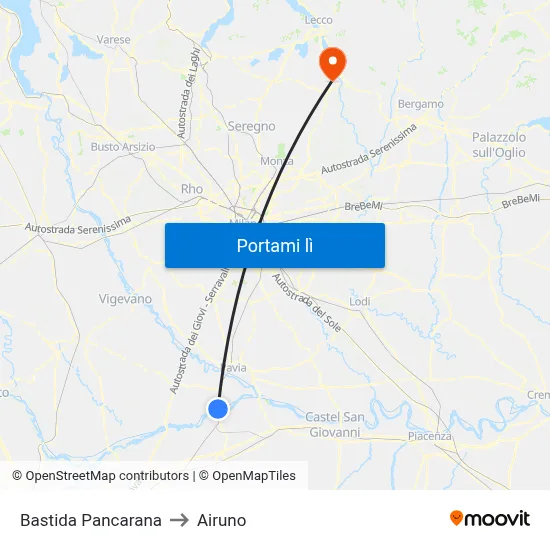 Bastida Pancarana to Airuno map