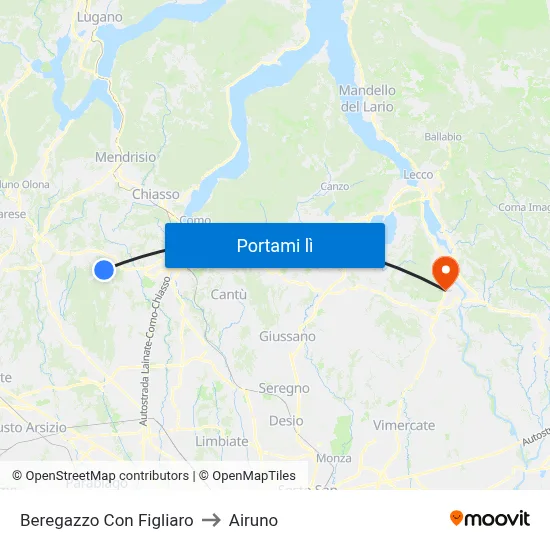 Beregazzo Con Figliaro to Airuno map