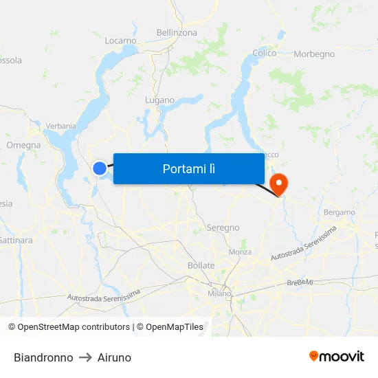 Biandronno to Airuno map