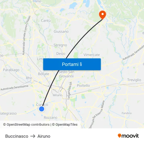Buccinasco to Airuno map