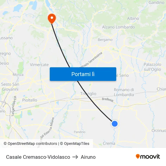 Casale Cremasco-Vidolasco to Airuno map