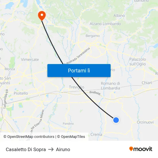 Casaletto Di Sopra to Airuno map