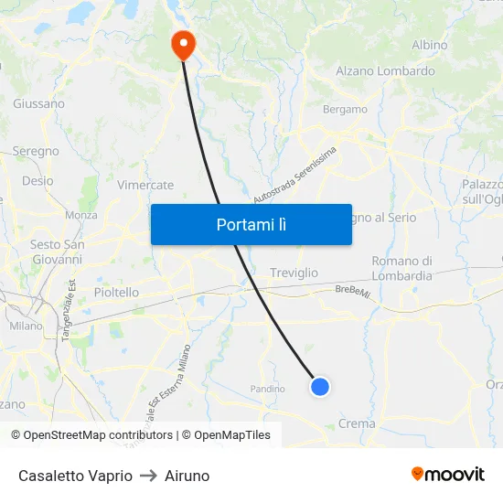 Casaletto Vaprio to Airuno map