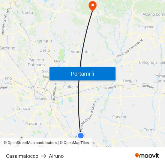 Casalmaiocco to Airuno map