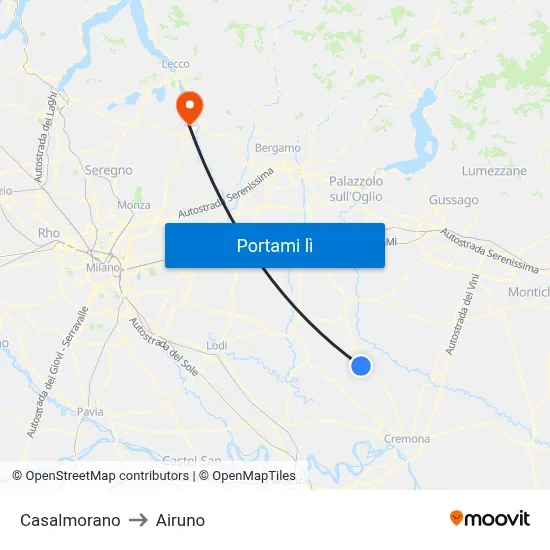 Casalmorano to Airuno map