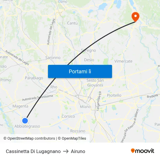 Cassinetta Di Lugagnano to Airuno map