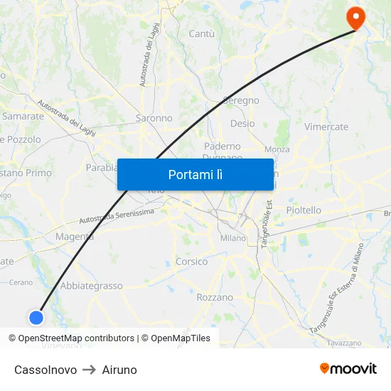 Cassolnovo to Airuno map