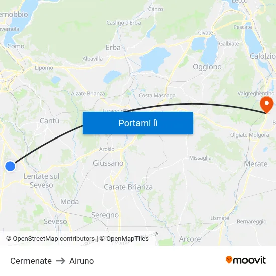 Cermenate to Airuno map