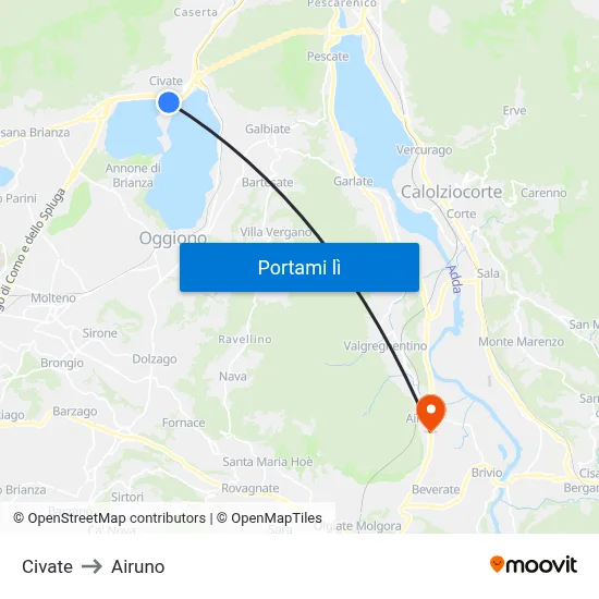 Civate to Airuno map