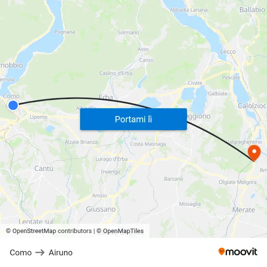 Como to Airuno map