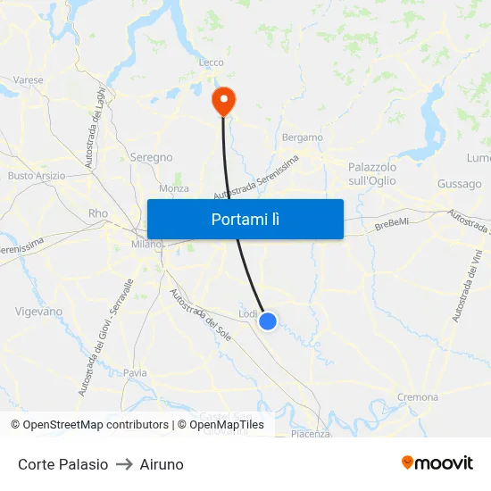Corte Palasio to Airuno map