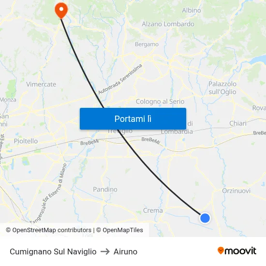 Cumignano Sul Naviglio to Airuno map