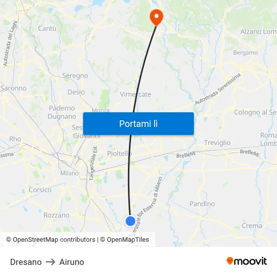 Dresano to Airuno map