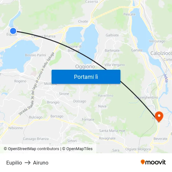 Eupilio to Airuno map