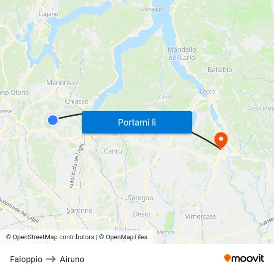 Faloppio to Airuno map