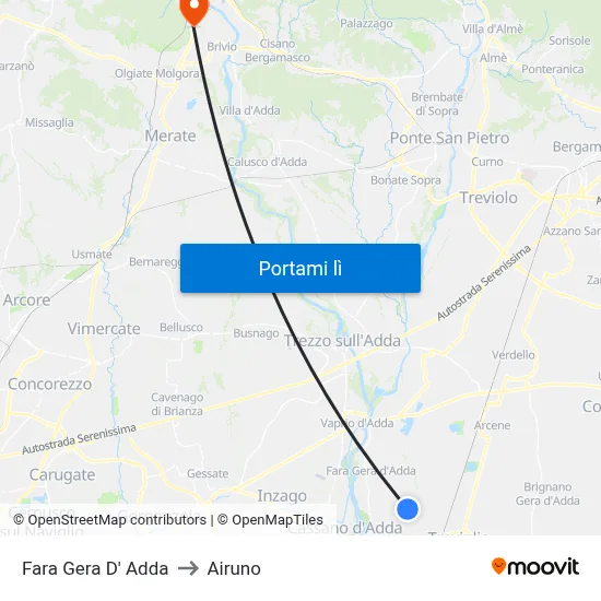 Fara Gera D' Adda to Airuno map