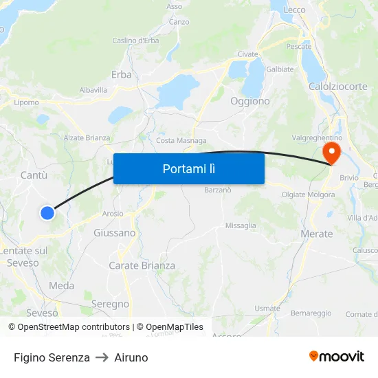 Figino Serenza to Airuno map