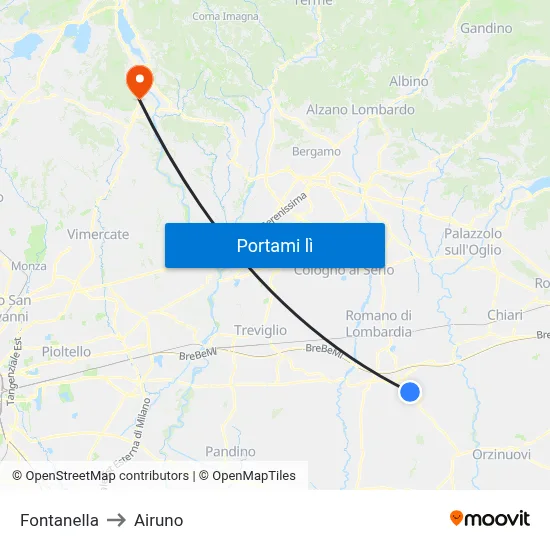 Fontanella to Airuno map