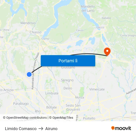 Limido Comasco to Airuno map