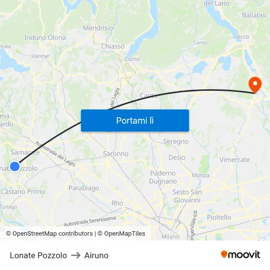 Lonate Pozzolo to Airuno map