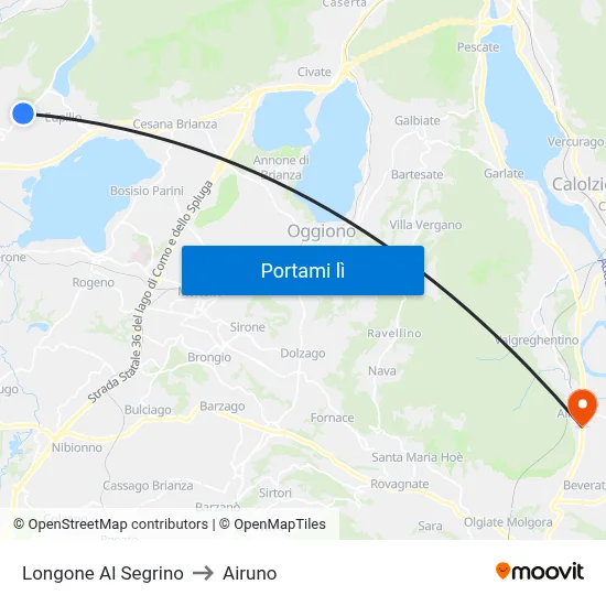 Longone Al Segrino to Airuno map