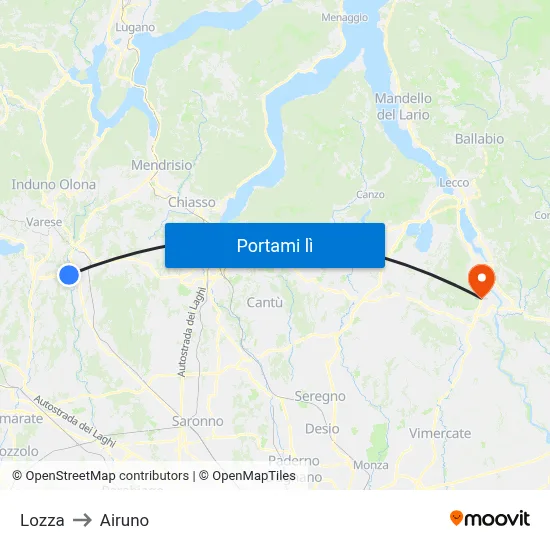 Lozza to Airuno map